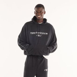New Balance Uomo Trackside French Terry Crew in Nero, Maglia di Poliestere, Taglia 2XL