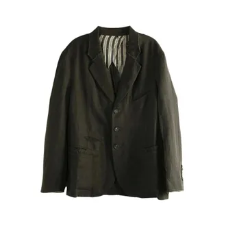 Ziggy Chen Blazers, male, Brown, Size: L Raw-cut Linen Blazer