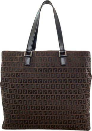 Fendi Dark Brown Canvas Tote Bag (Pre-Owned)