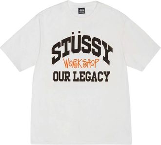 St&uuml;ssy Tops, Heren, Wit, L, Katoen, OL Collegiate Pig Dyed Tee