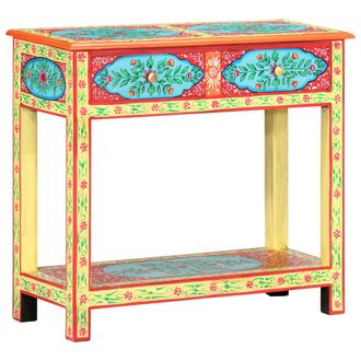 vidaXL Mesa Consola Pintada A Mano Madera Maciza De Mango 80x35x75 Cm Vidaxl
