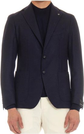 Tagliatore Blauw Geweven Jas met Spiegelrevers - Heren - Business blazers - Blauw - 3XL - Kostuums