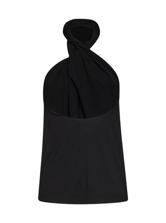 Toteme Womens Halter Top Twisted Jersey Black Viscose Tops