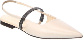 Brunello Cucinelli Leather Slingback Flat