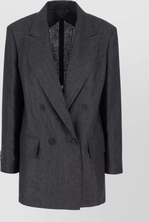 Max Mara linen blazer button detailing longline silhouette