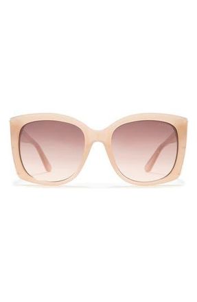 Guess 55mm Butterfly Sunglasses in Shiny Beige /Gradient Brown at Nordstrom Rack