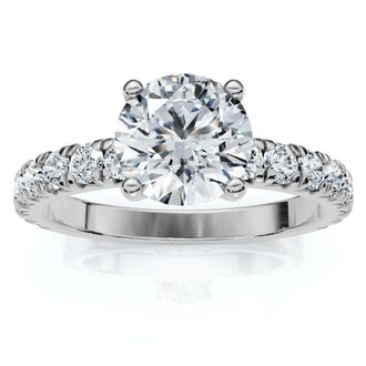 Pompeii3 1 Ct Diamond Round Cut Engagement Ring Single Row 10k White Gold