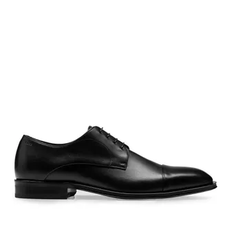 HUGO BOSS Mens Derrek Derby Shoes in Black Leather - Size UK 6
