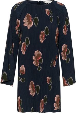 Part Two Donkerblauwe vervaagde bloemenjurk Milanaspw Dr - Dames - Korte kleedjes - Blauw - XL - Polyester - Kleedjes