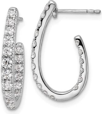 Diamond2Deal 14K White Gold 1 ct Lab Grown Diamond In and Out J- Hoop Earrings VS Clarity, G-H Color