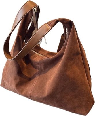 Generic Compatible For Women Soft Suede Leather Shoulder Hobos Bag Handbags Bags Designer Underarm Commuter Travel Hand Tote(G)