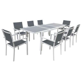 Happy Garden Happy Garden - Conjunto De Jard&iacute;n Extensible Firenze 8 Plazas En Textileno Gris Aluminio Blanco