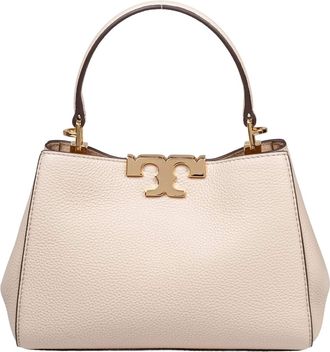 Tory Burch Eleanor Mini Satchel In Hammered Leather Stone Color