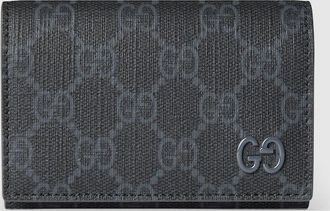 Gucci Grey Interior GG Card Case, Black, GG Canvas