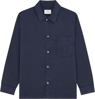 Saint Laurent Navy Blue Logo Overshirt