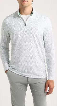 Johnston & Murphy Game Day XC+ Goal Post Print Quarter Zip Pullover in Green at Nordstrom, Size Xx-Large