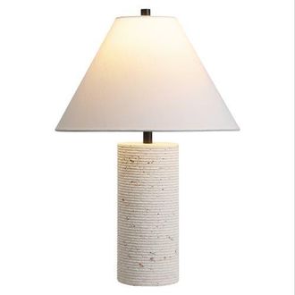 Jonathan Y Designs Kelsey 22.50 Modern Minimalist Travertine Column LED Table Lamp in Beige/black at Nordstrom