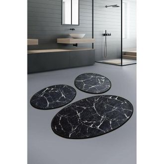 Dmora Tappeto da Bagno Tuscaloosa, Lavabile in Lavatrice, Forma Rettangolare, 60x100 cm Nero