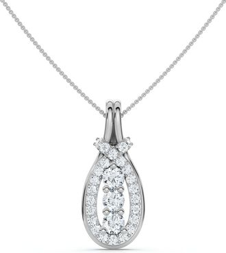 Pompeii3 1/2ct Love Knot Diamond Three Stone White Gold Pendant
