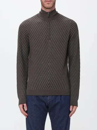 Emporio Armani Dolcevita slim fit in lana vergine con motivo chevron