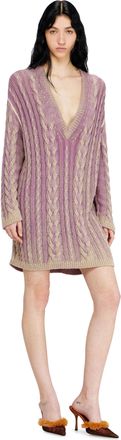 Diesel Short sweater dress in cable knit - Dresses - Woman - Violet