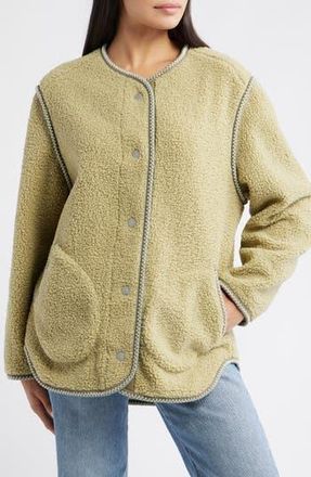 UGG Emmersyn UGGbraid Trim High Pile Fleece Coat in Muted Brass at Nordstrom Rack, Size X-Large