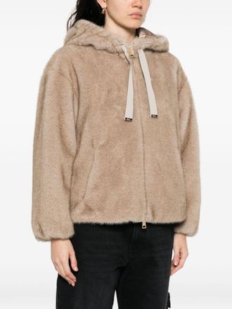 Herno Faux Fur Hooded Jacket - Beige