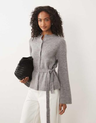Gina Tricot Gina Tricot - Cardigan in maglia di lana di alpaca grigio m&eacute;lange