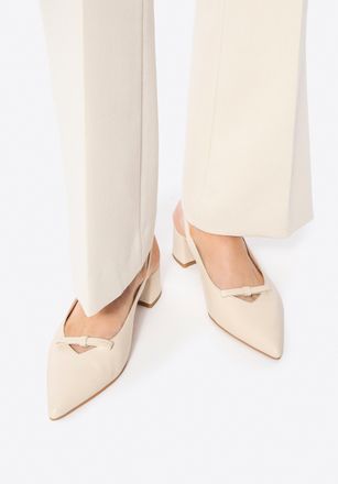 Wittchen Dames leren pumps met hak, beige, natuurlijk leer