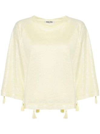 Max & Moi tassel-detail linen jersey top - Yellow