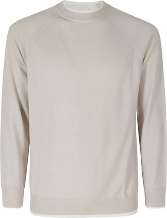 Eleventy Trui met Ronde Hals en Dubbele Kraag - Heren - Ronde hals truien - Beige - XL - Truien & Vesten