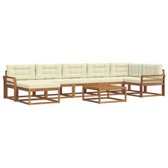 vidaXL Conjunto De Sof&aacute;s De Exterior Con Coj&iacute;n 8 Pcs Natural Y Crema Vidaxl