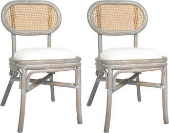 vidaXL Sillas De Comedor 2 Unidades Lino Gris Vidaxl