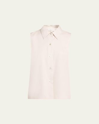 Vince Sleeveless Buttoned Poplin Top
