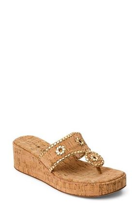 Jack Rogers Jacks High Wedge Sandal in Cork/Gold at Nordstrom, Size 9.5