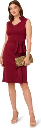 Adrianna Papell Womens Ruffle Scuba Midi Dress - Red - Size 18 UK