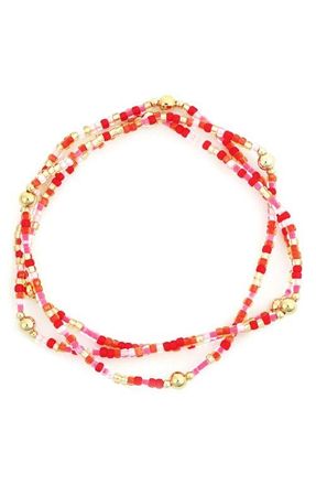 Panacea Beaded Stretch Bracelet in Red at Nordstrom