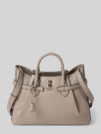 Guess Handtasche in Leder-Optik mit Logo-Applikation in Taupe, Größe 1