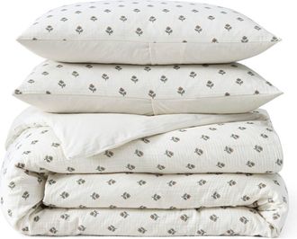 Peri Home Block Print Gauze Comforter & Shams Set in Multi at Nordstrom, Size Full