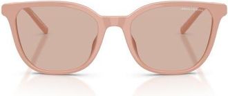 A|X Armani Exchange 54mm Cat Eye Sunglasses in Shiny Nude Beige /Light Brown at Nordstrom