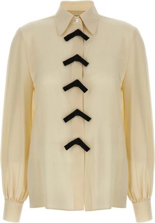 Valentino Garavani Crepe De Chine Shirt - Dames - Overhemden - Beige - M - Overhemden