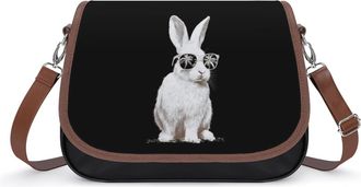 Generic Rabbit with Palm Tree Glasses Fashion Womens Crossbody Bags Novelty Handbag Shoulder Bag Purse