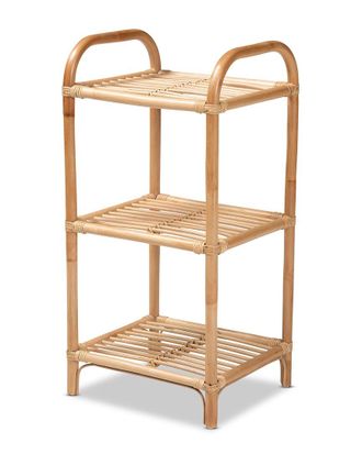 Baxton Studio Barras Rattan 3-Tier Display Shelf