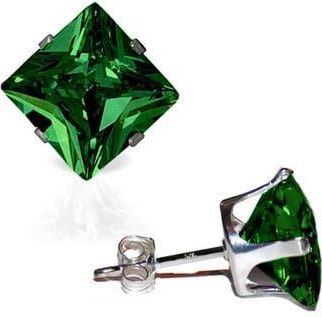 A&M Square Cubic Zirconia Birthstone Stud Earrings in Emerald at Nordstrom Rack