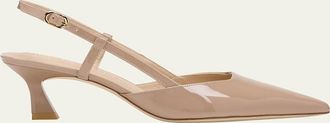 Stuart Weitzman Vinnie Patent Kitten Slingback Pumps