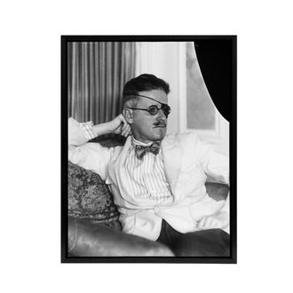 Artery8 Abbott James Joyce Eye Patch Writer Framed Canvas Wall Art Print in Grey | Size: W24 x H32