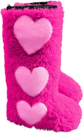 Generic Womens Winter Fashion Faux Fur Boots Mid Calf Warm Thermal Insulated Slip On Outdoor Hiking Booties Cosy Comfort(4.5) Hot Pink