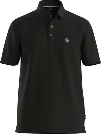 BOSS Poloshirt met knopen en logo - Zwart
