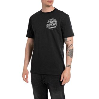 Replay Heren Moto Logo Regular T-Shirt (Zwart)
