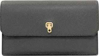 Valextra Gray Leather Long Wallet (Bi-Fold) (Pre-Owned)